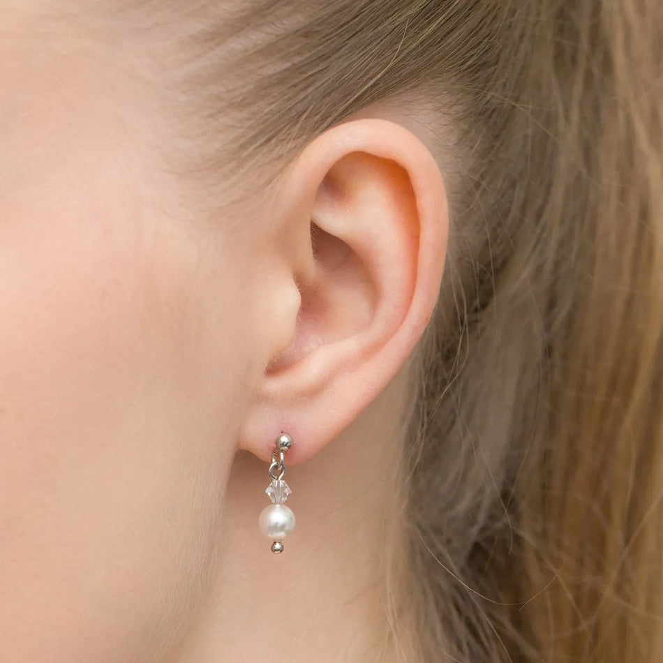 Classic Wedding Silver Pearl Earrings