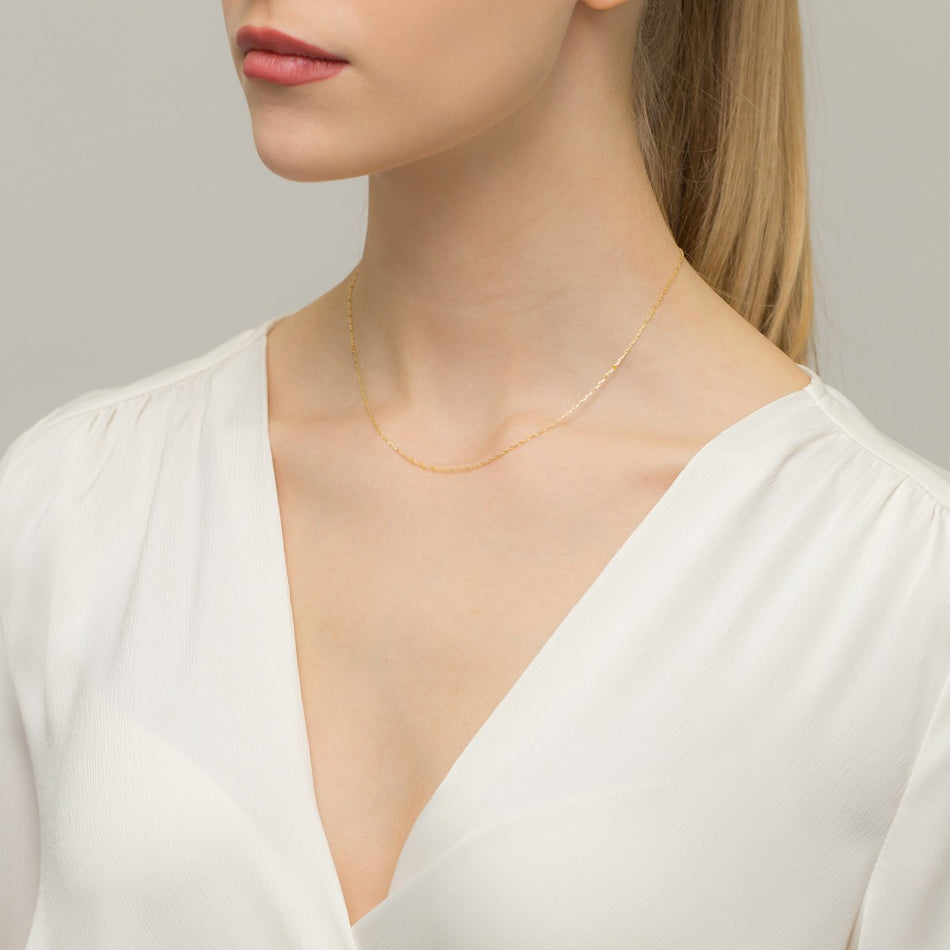 Gold Diamond Cut Anchor Chain 1.3mm