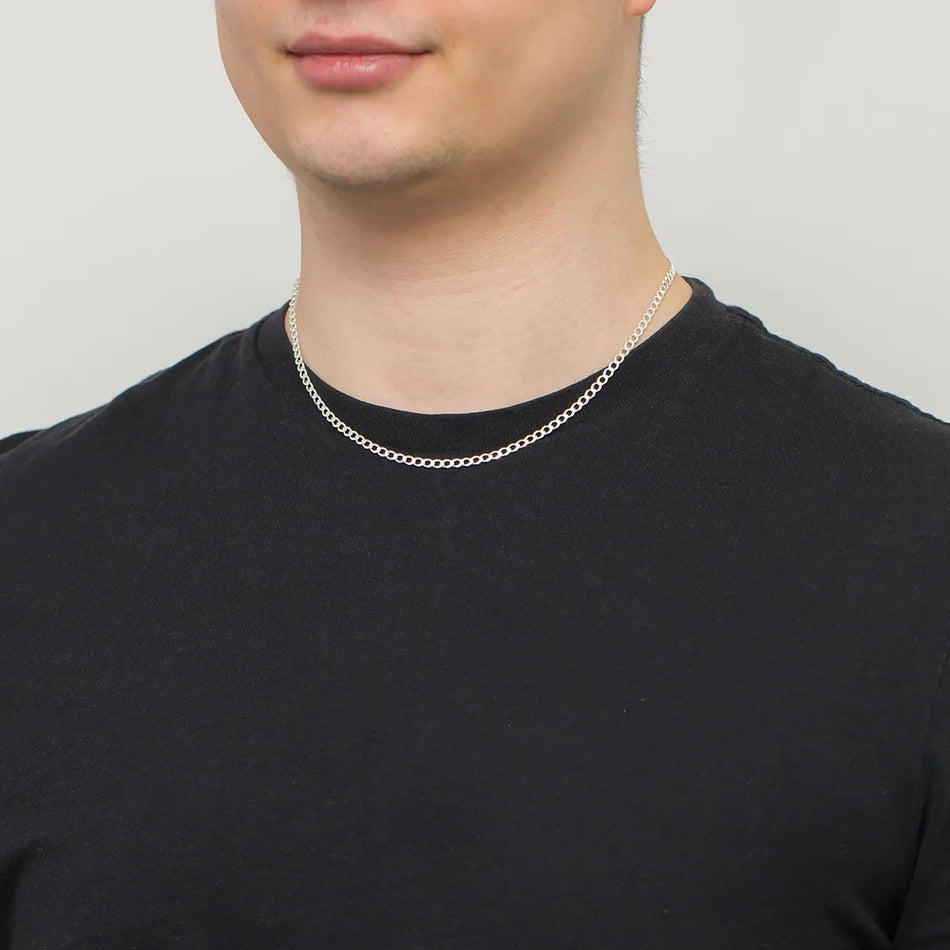 Men's Silver Curb Chain 3.3mm
