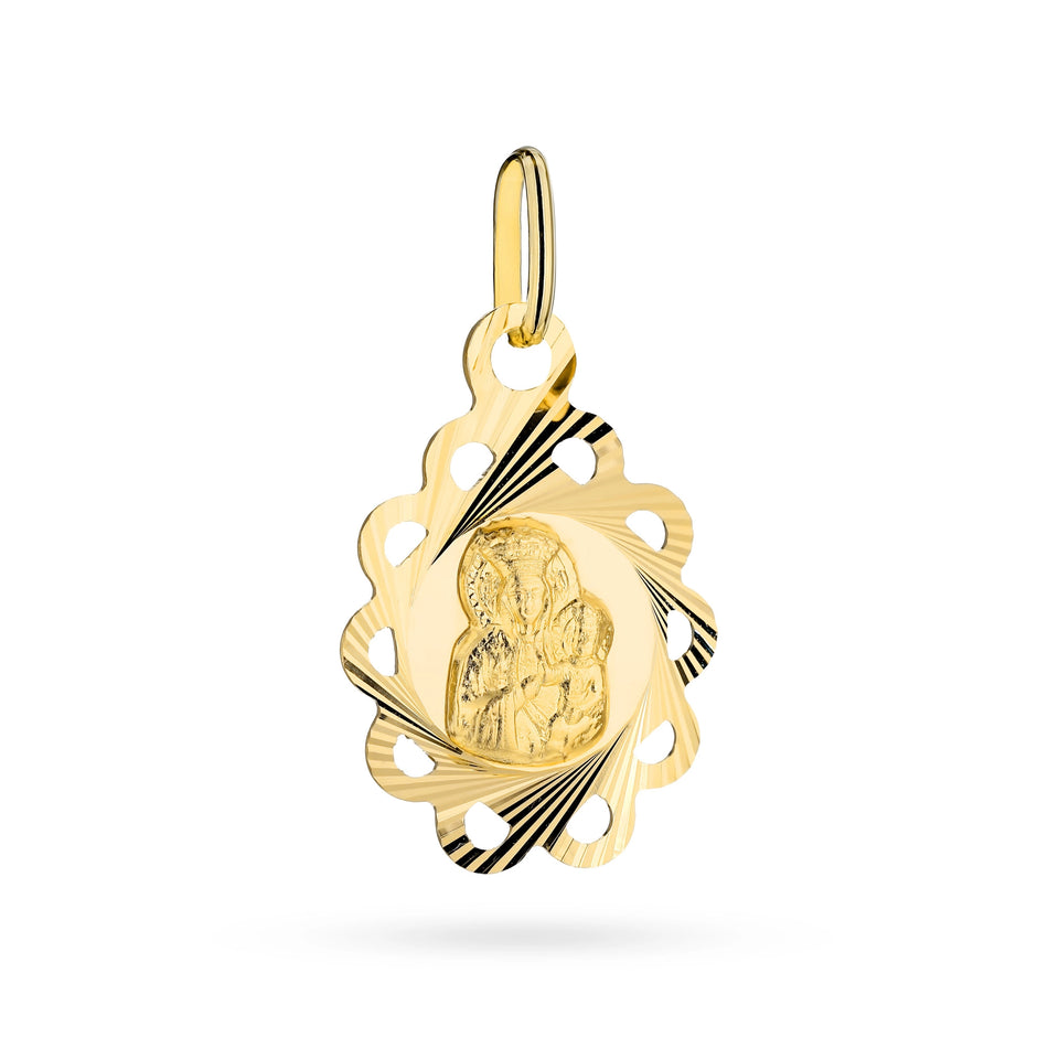 Gold Virgin Mary Medallion Pendant