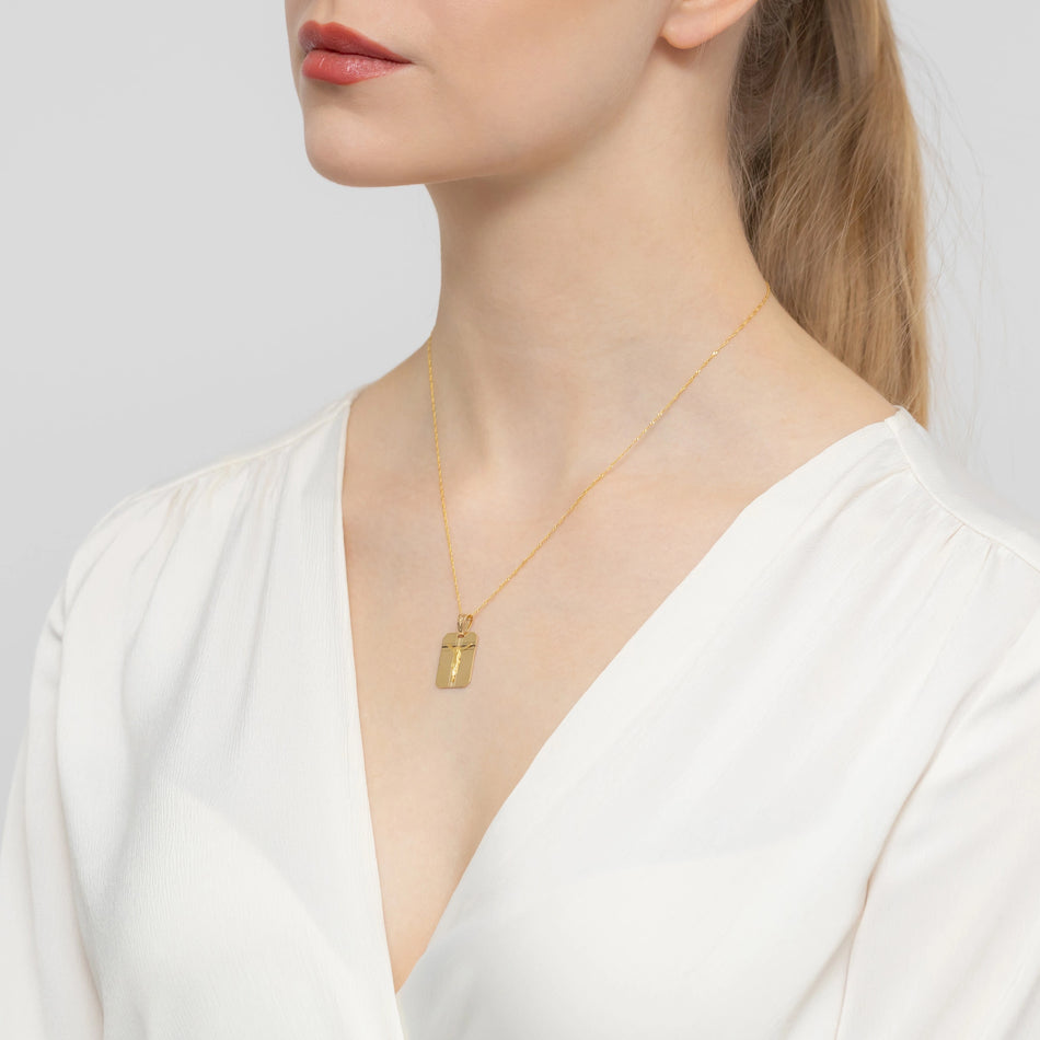 Gold Medallion Pendant with Crucified Jesus Christ