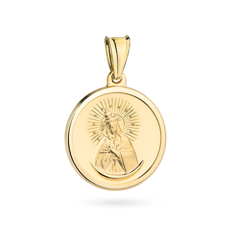 Gold Virgin Mary Medallion Pendant
