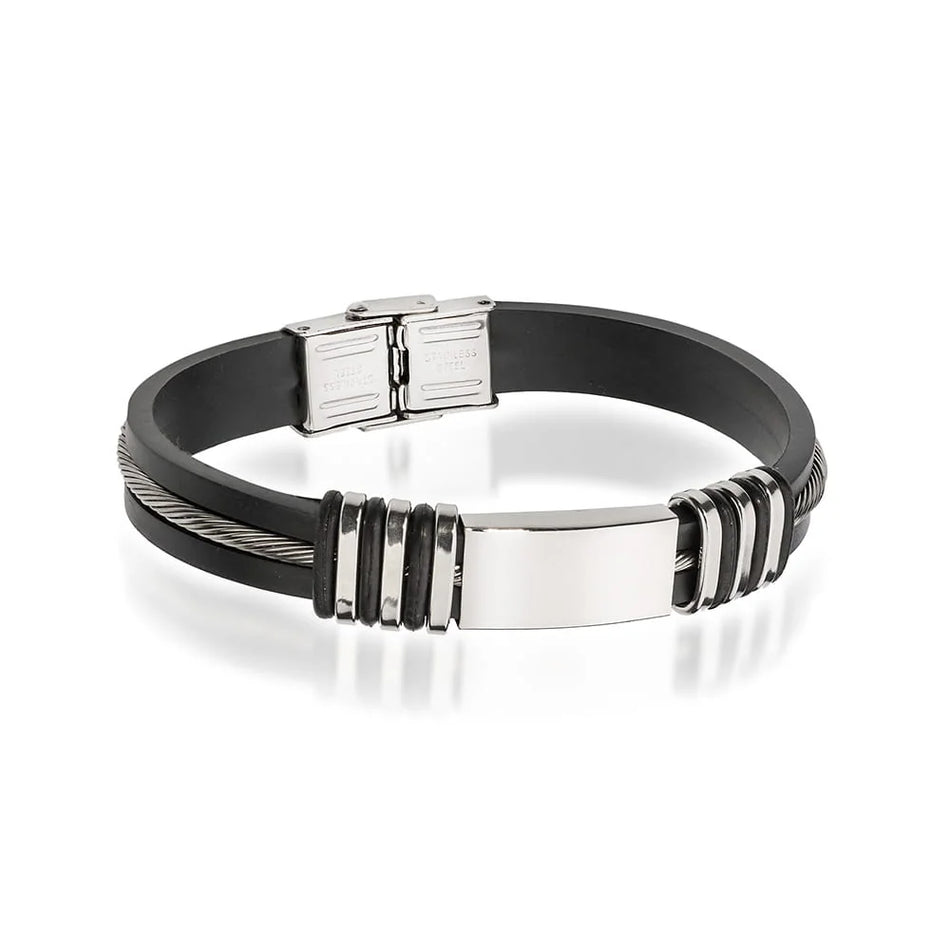 Pánský náramek z kůže a oceli pro gravírování