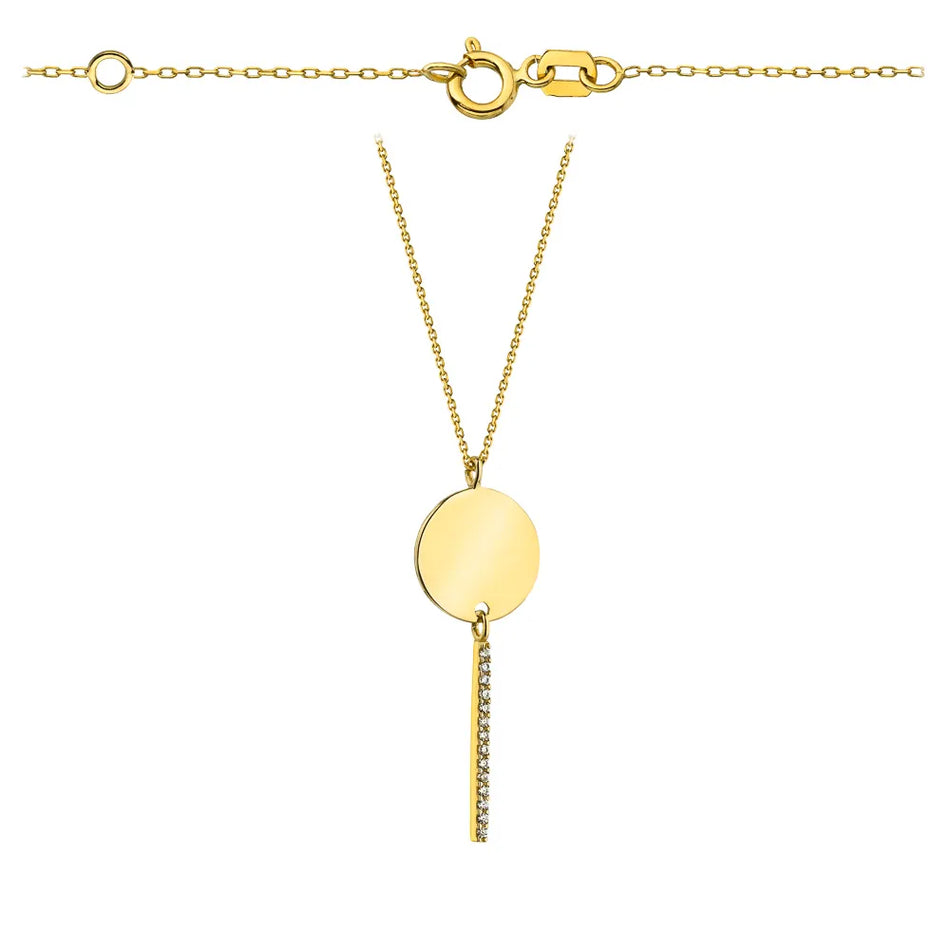 Gold Necklace with Circle with Zirconia
