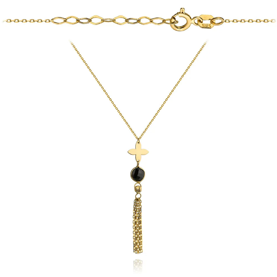 Gold Necklace with Black Lily Zirconia