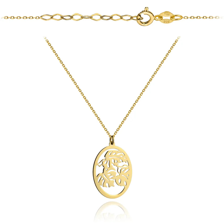 Gold Necklace with Monstera Leaves