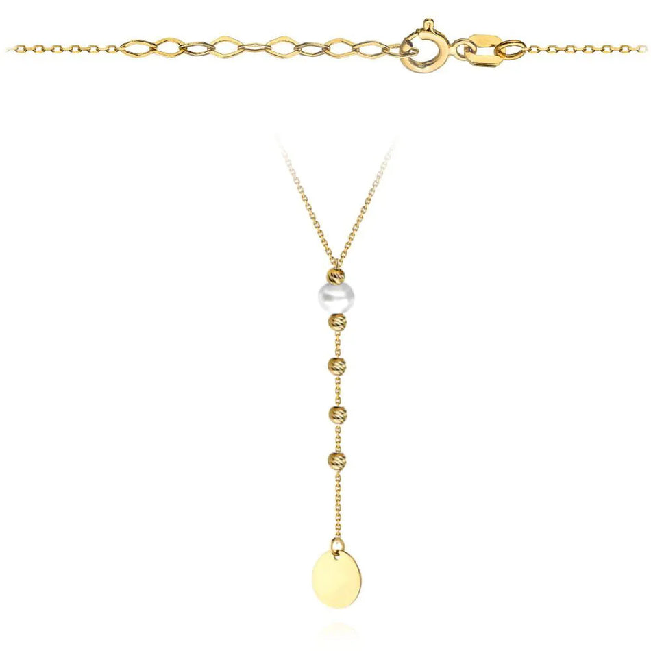Gold Necklace with Beads Pearl