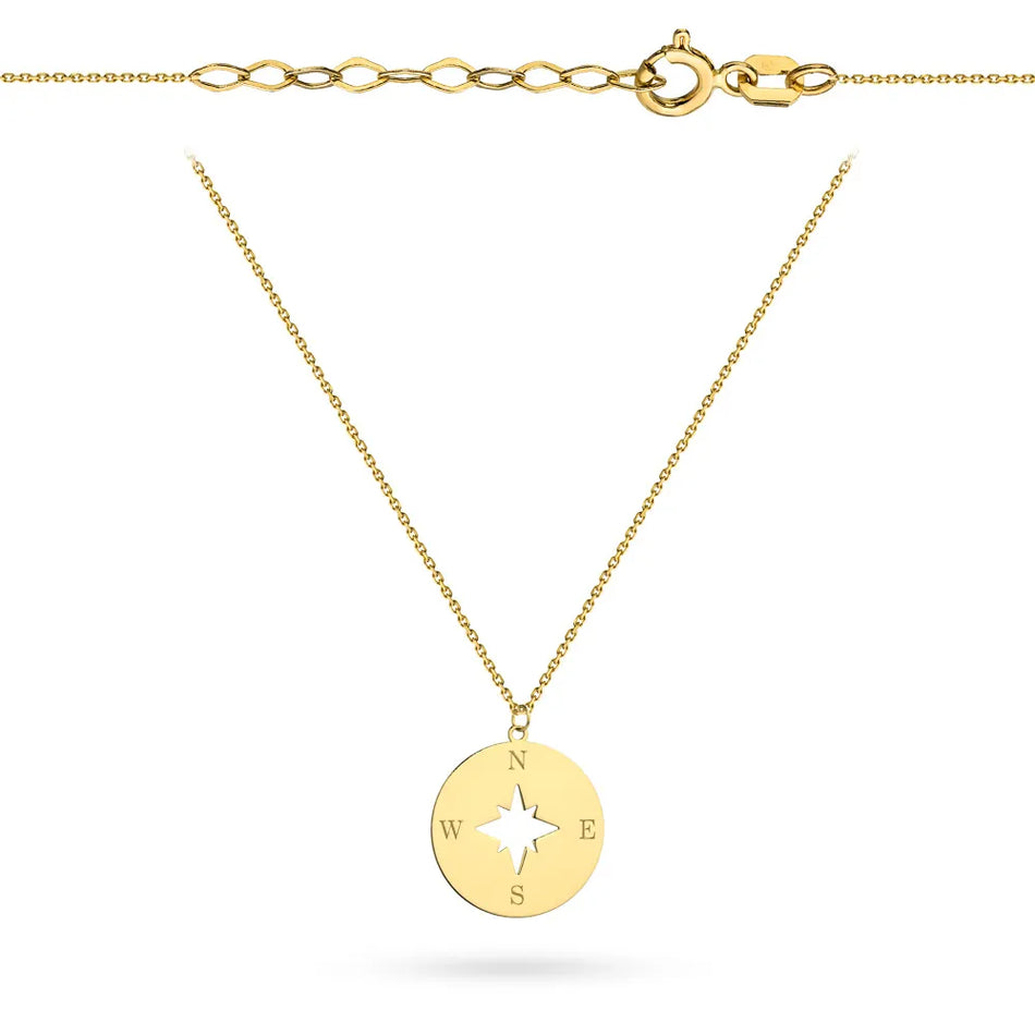 Gold Necklace with North Star Compass