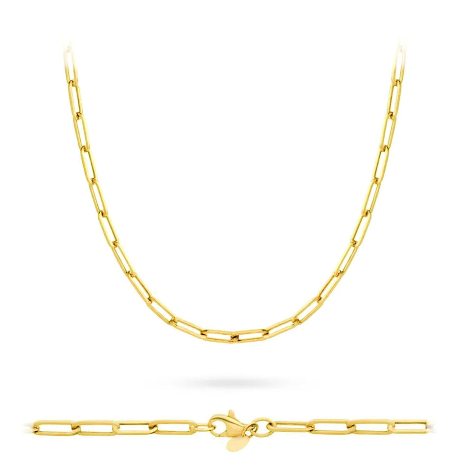 Gold Necklace Anchor Chain with Wide Links