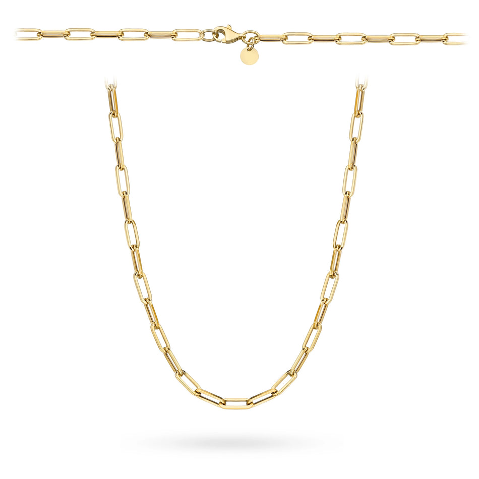 Gold Necklace Anchor Chain with Wide Links