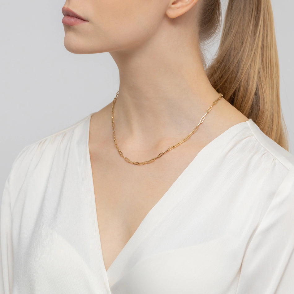 Gold Necklace Anchor Chain with Wide Links