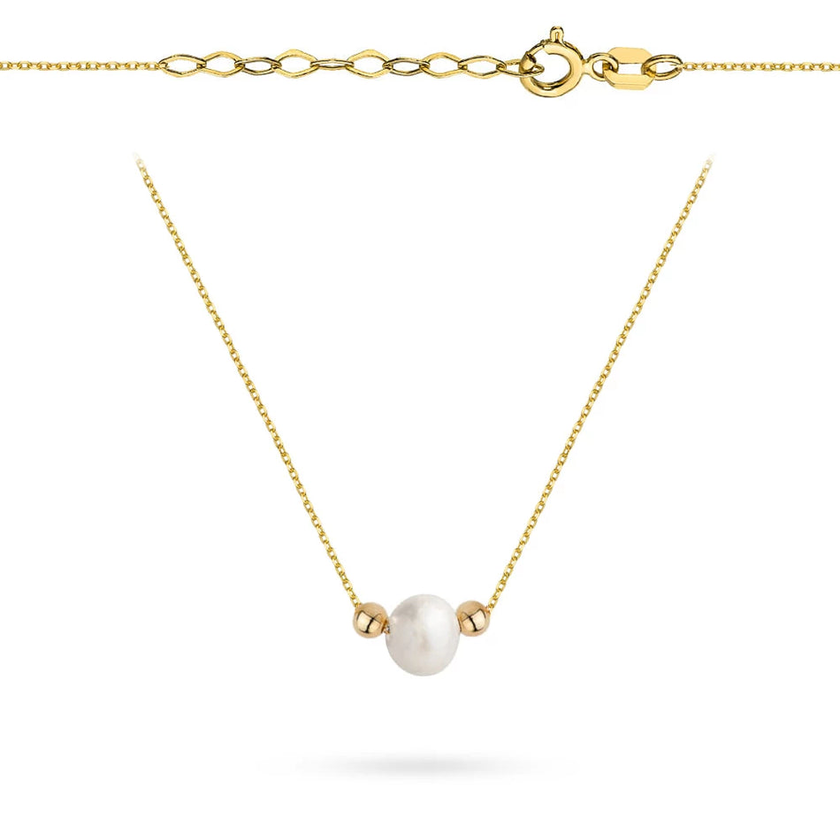 Zlatý náhrdelník s perlou a korálky