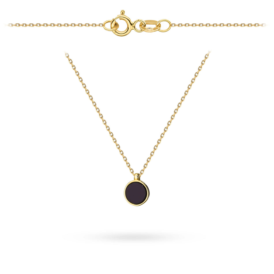 Gold Necklace with Black Agate Stone