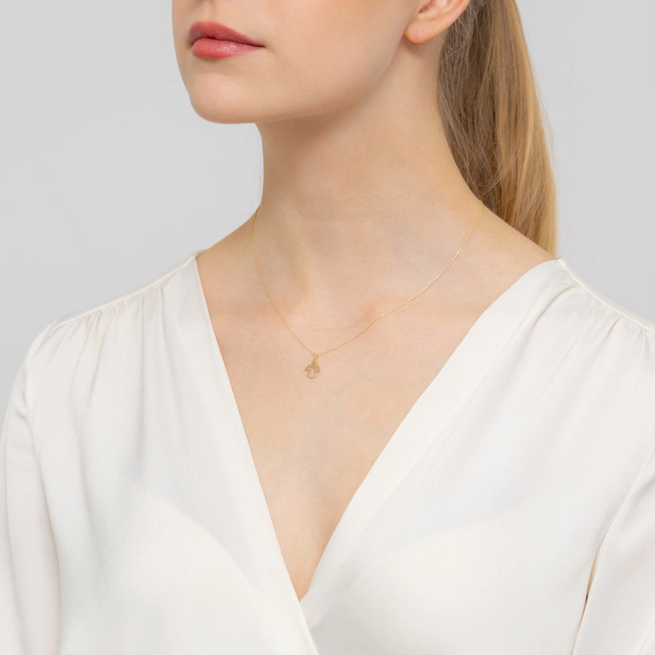 Gold Necklace with Openwork Angel