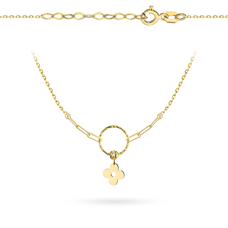 Gold Necklace with Flower