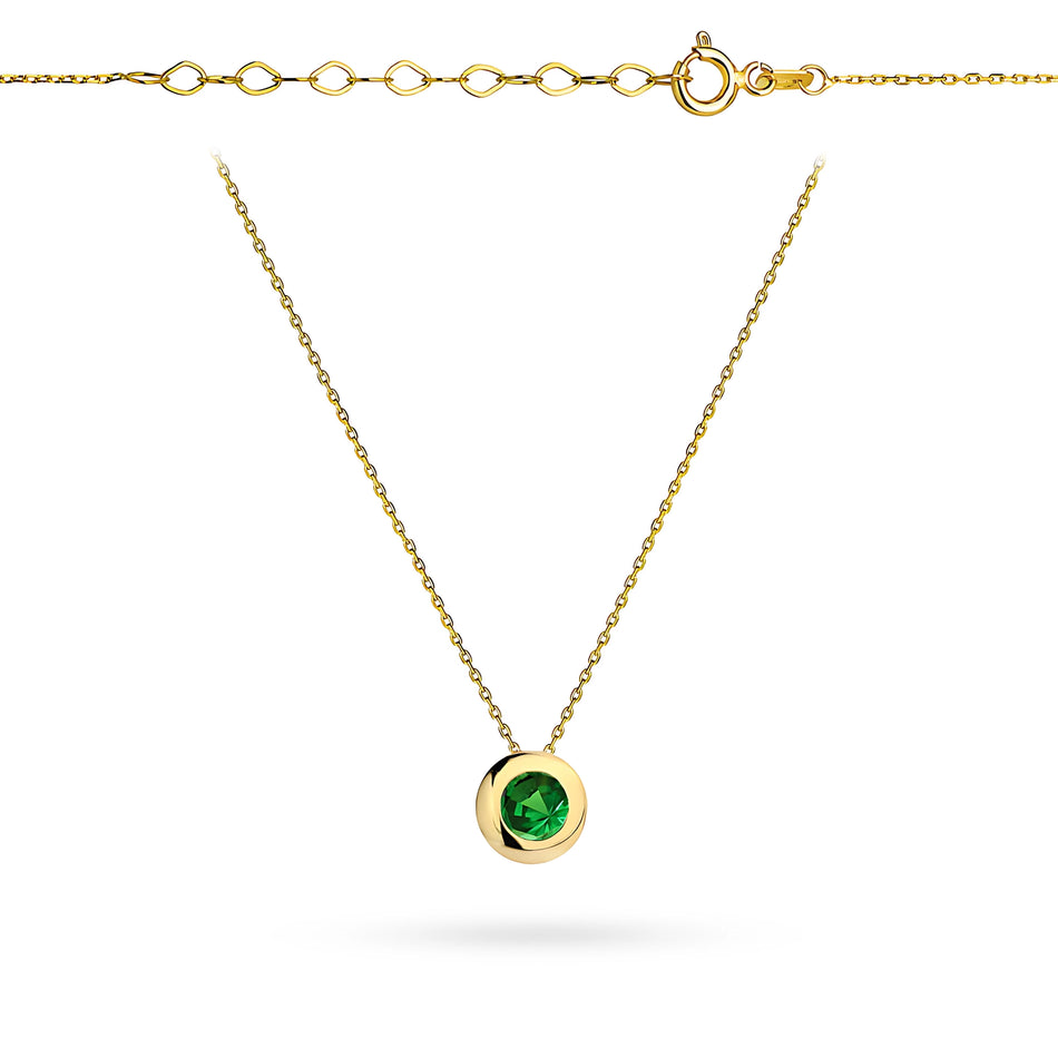 Gold Necklace with Green Zirconia