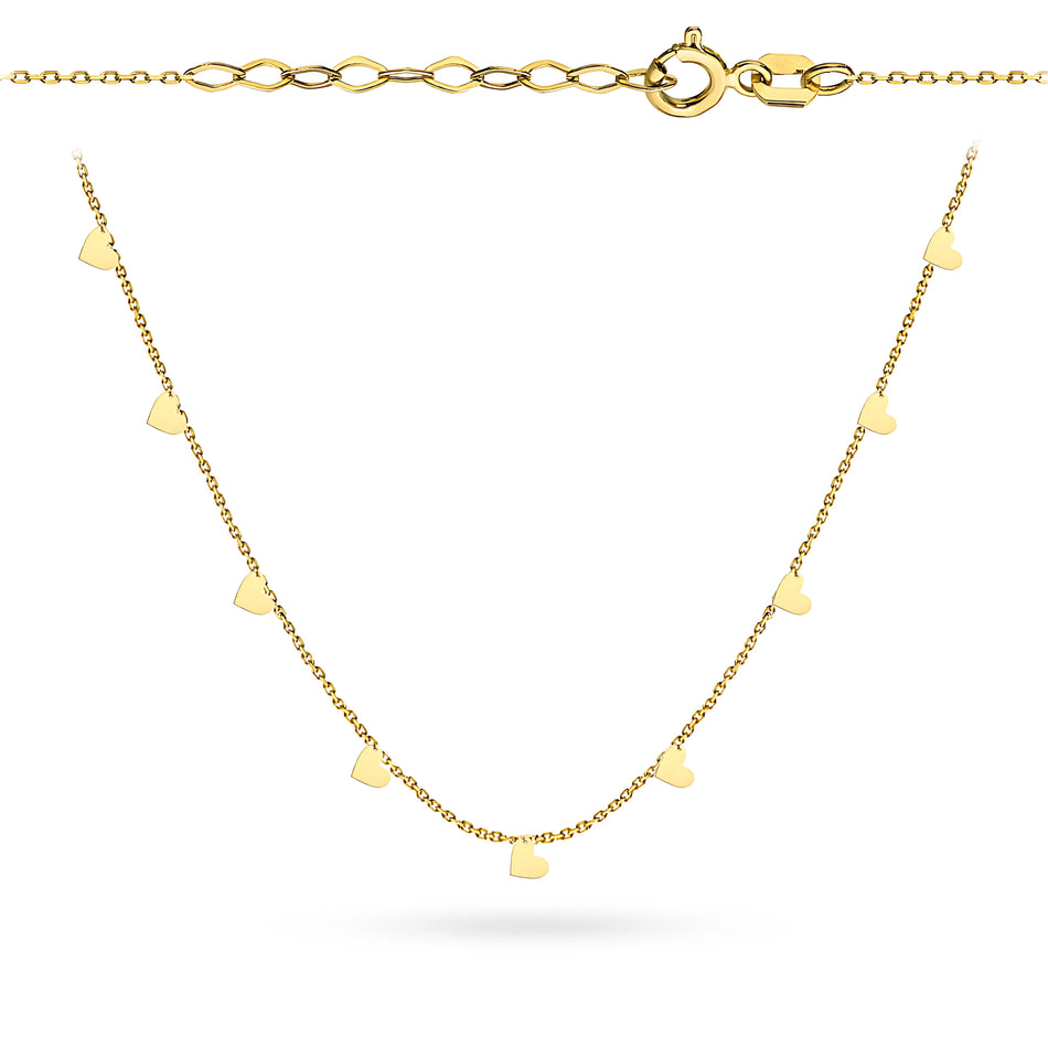 Gold Necklace with Hearts