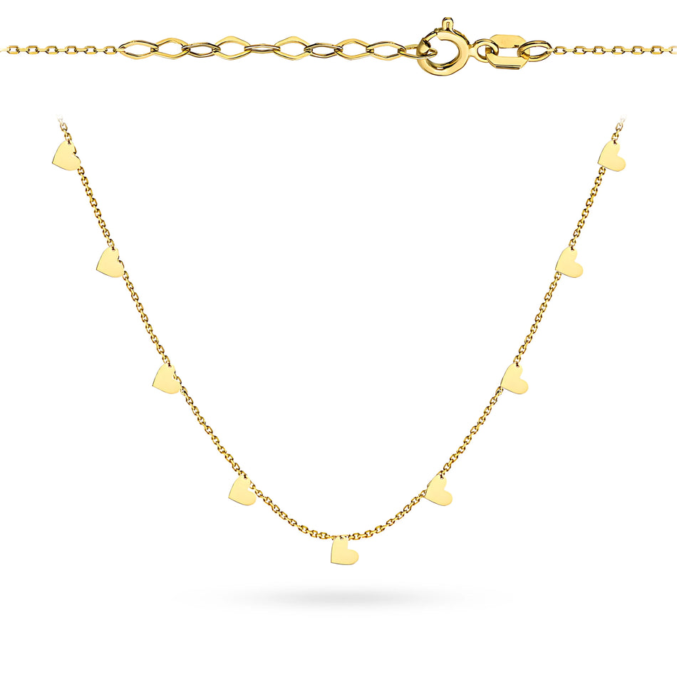 Gold Necklace with Hearts