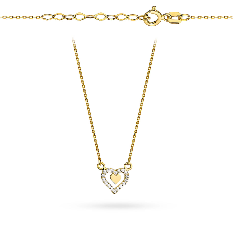 Zlatý náhrdelník se zirkony srdce