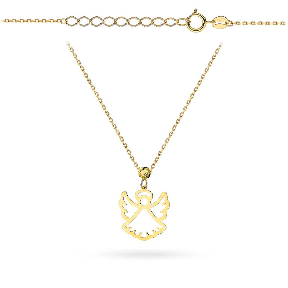 Gold Necklace with Openwork Angel Bead