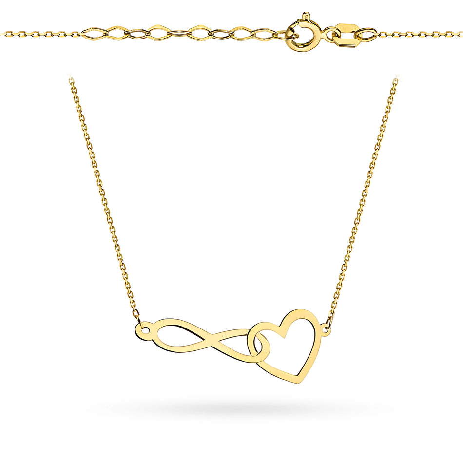 Gold Necklace with Infinity Symbol Heart