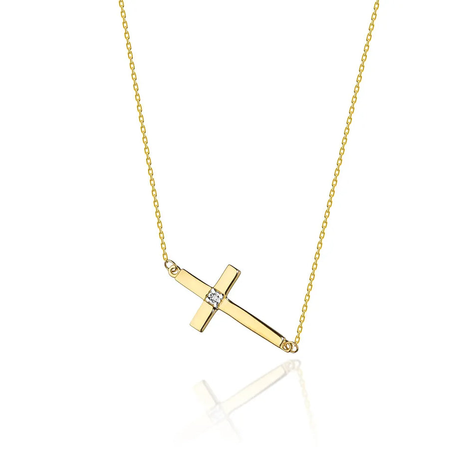 Gold Necklace with 0.005ct Diamond