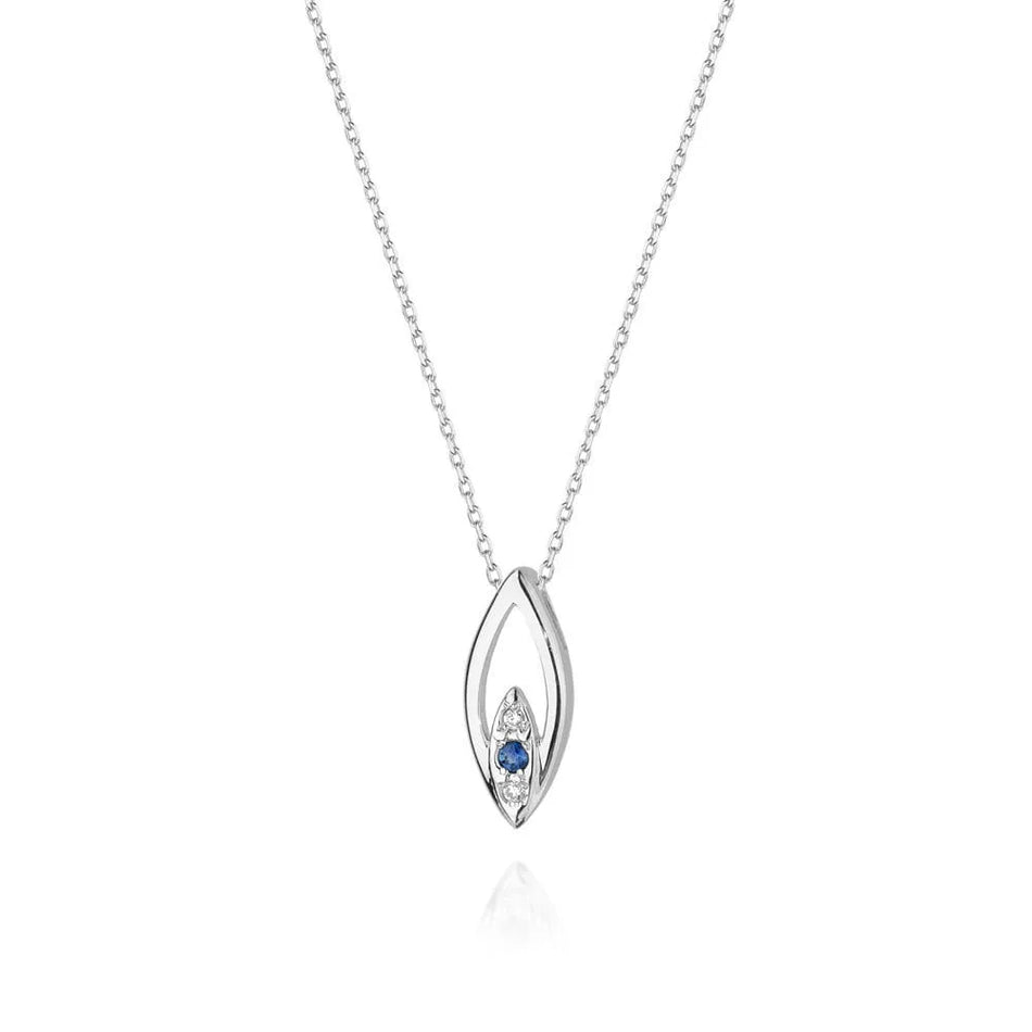 Gold Necklace with 0.03ct Diamonds and 0.05ct Sapphire