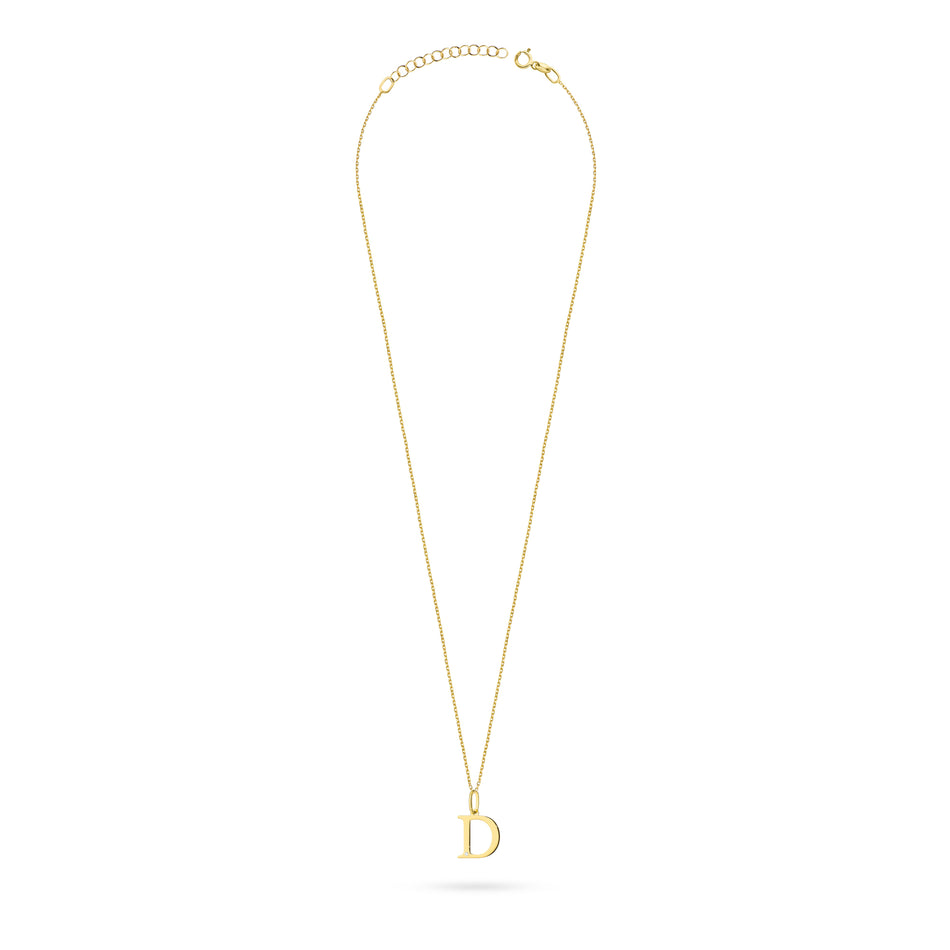 Gold Necklace with 0.005ct Diamond Letter D