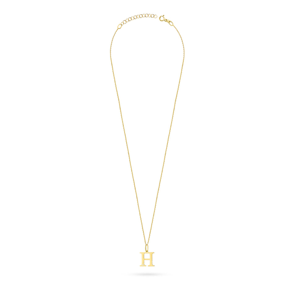 Gold Necklace with 0.005ct Diamond Letter H