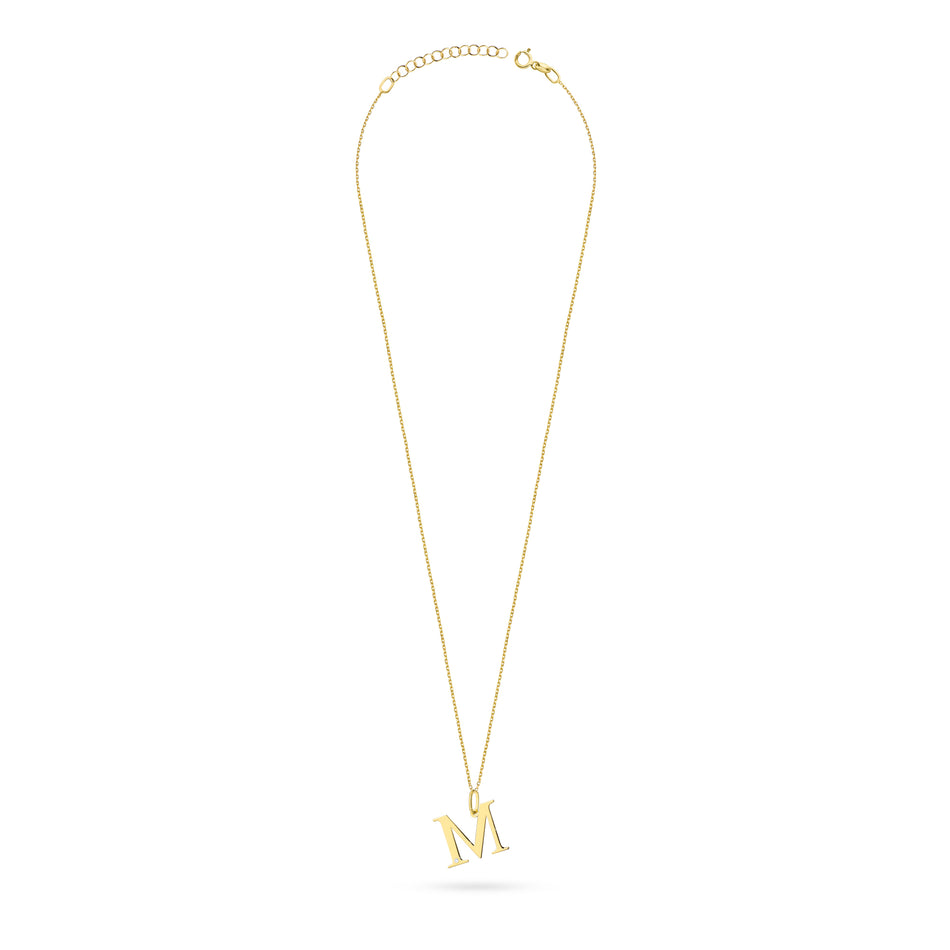 Zlatý náhrdelník s diamantovým písmenem M 0,005 ct