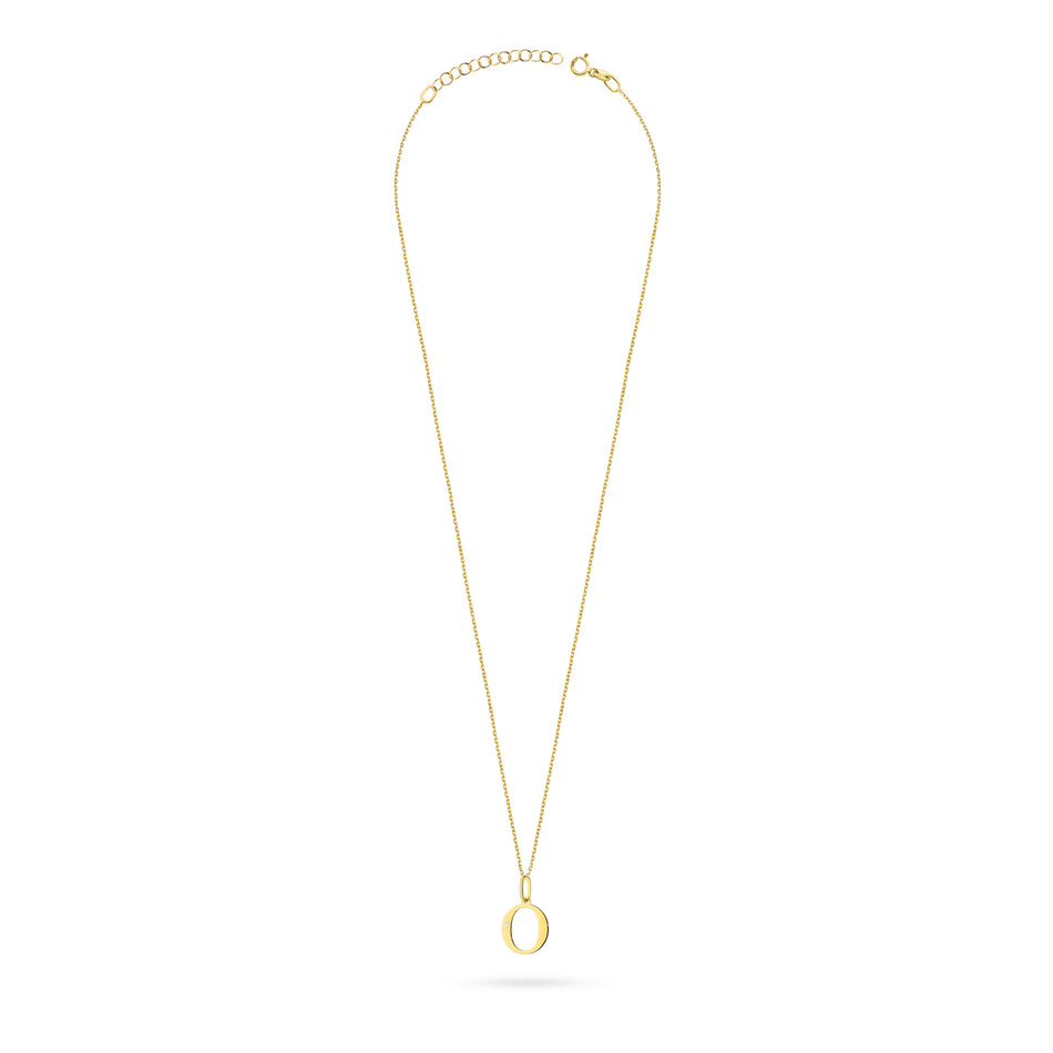 Zlatý náhrdelník s diamantovým písmenem O 0,005 ct