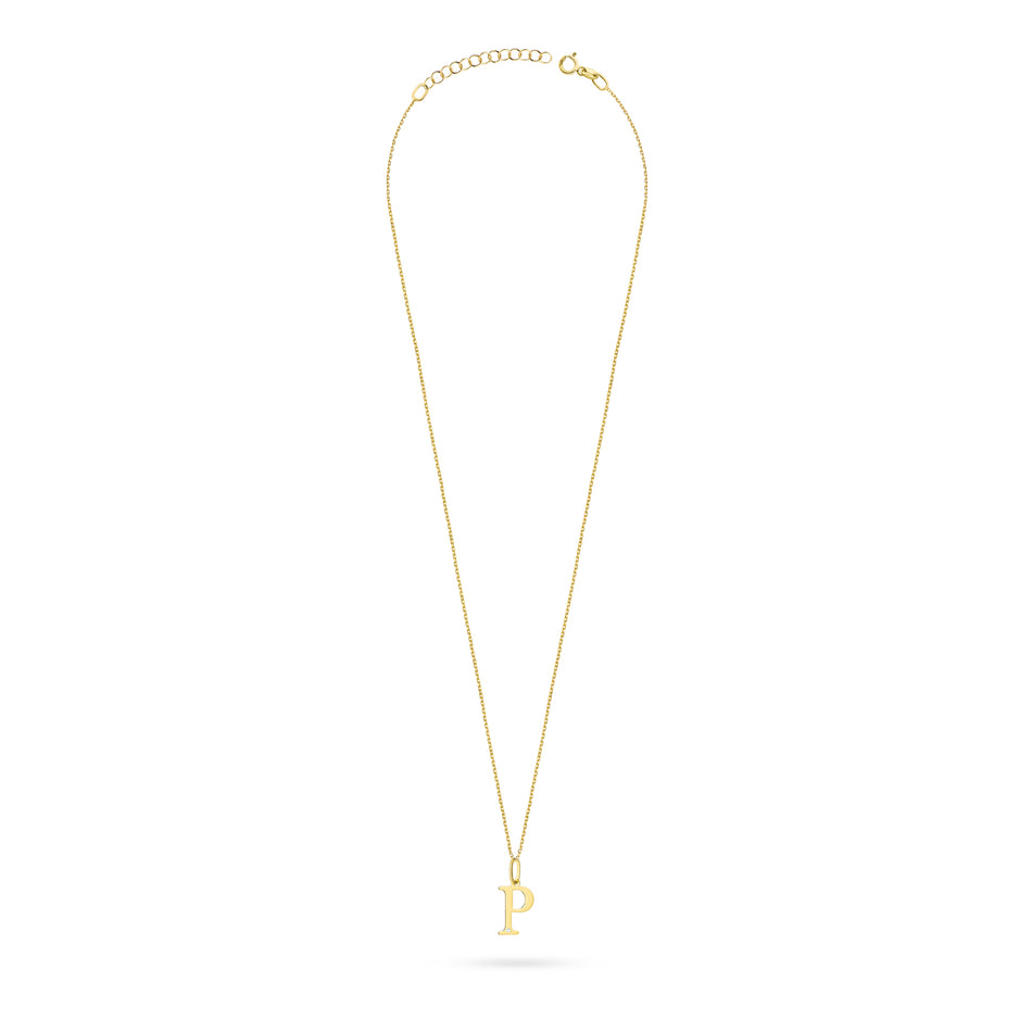 Gold Necklace with 0.005ct Diamond Letter P