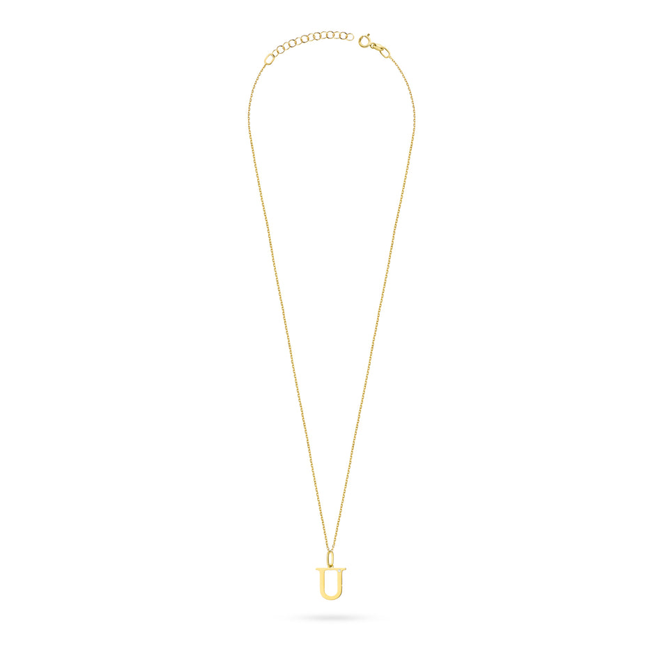 Zlatý náhrdelník s diamantovým písmenem U 0,005 ct