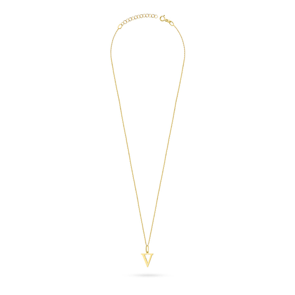Gold Necklace with 0.005ct Diamond Letter V