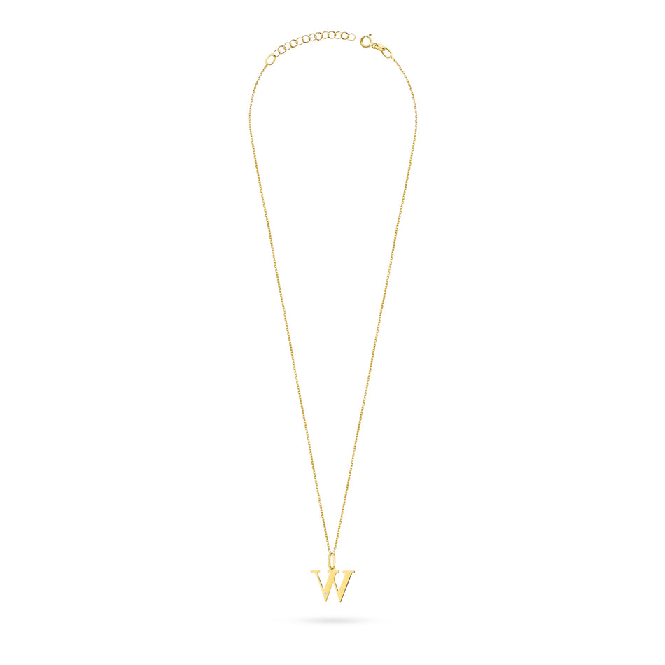 Gold Necklace with 0.005ct Diamond Letter W
