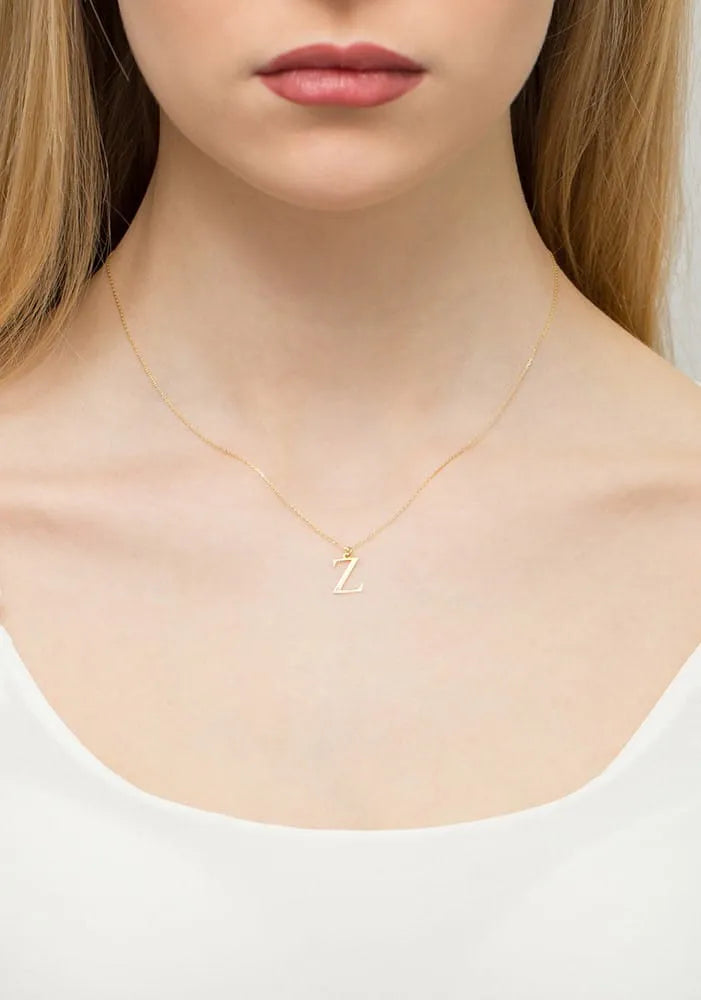 Gold Necklace with 0.005ct Diamond Letter Z
