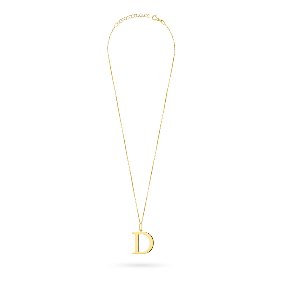Gold Necklace with 0.005ct Diamond Letter D