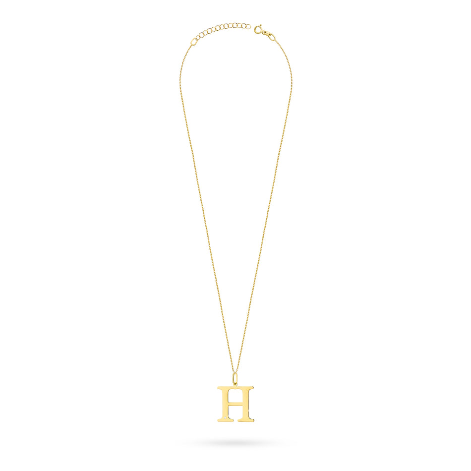 Gold Necklace with 0.005ct Diamond Letter H