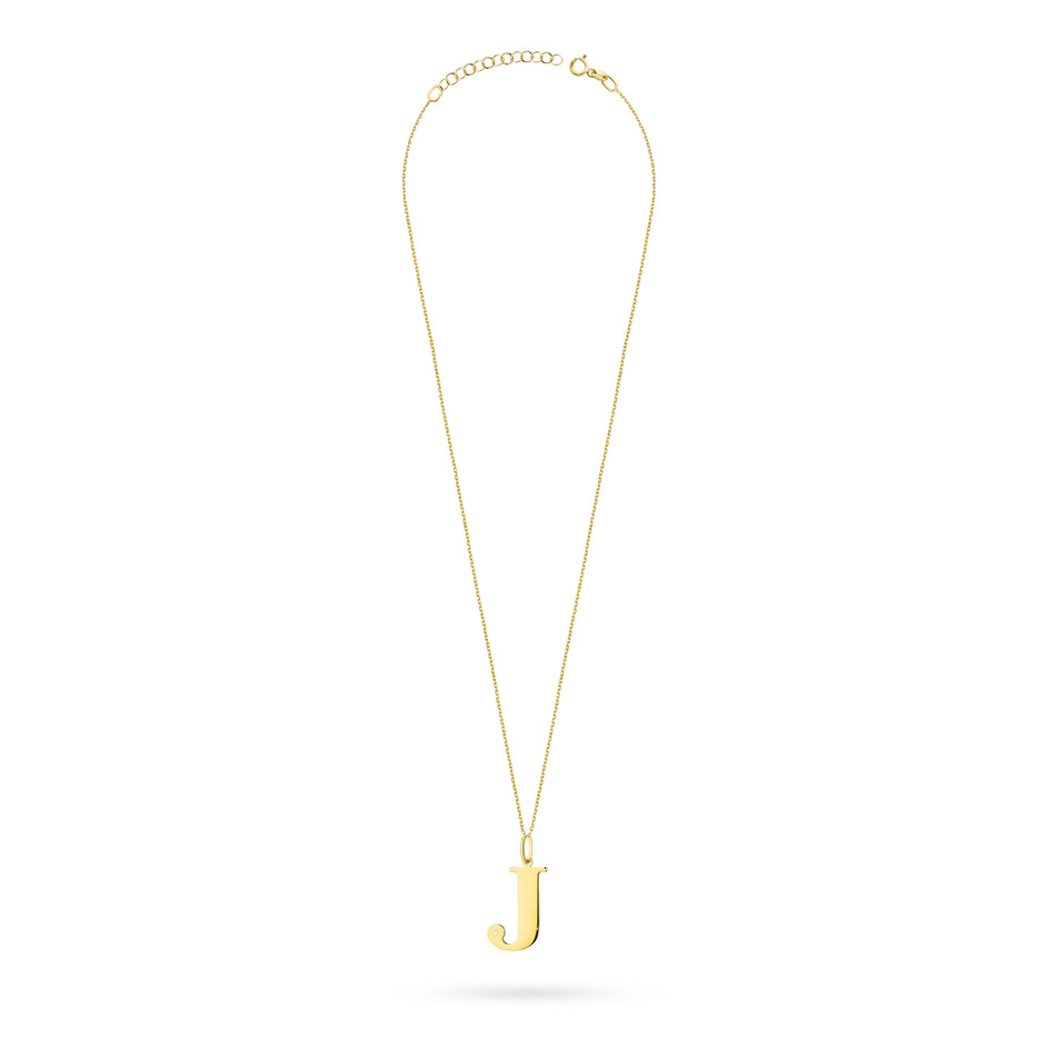 Gold Necklace with 0.005ct Diamond Letter J