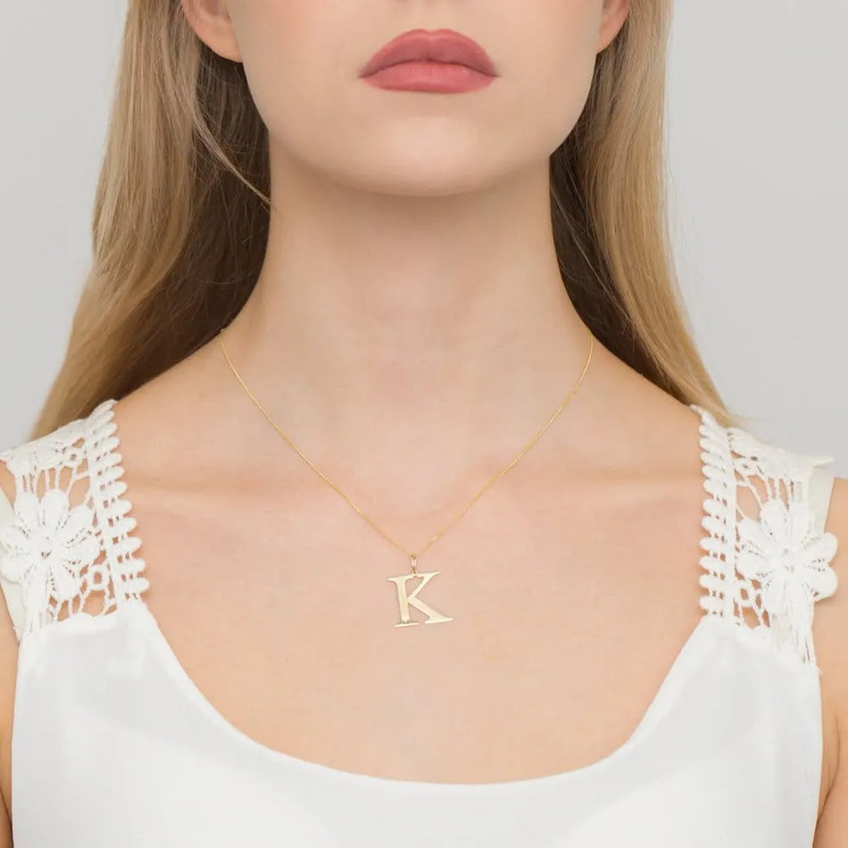 Gold Necklace with 0.005ct Diamond Letter K