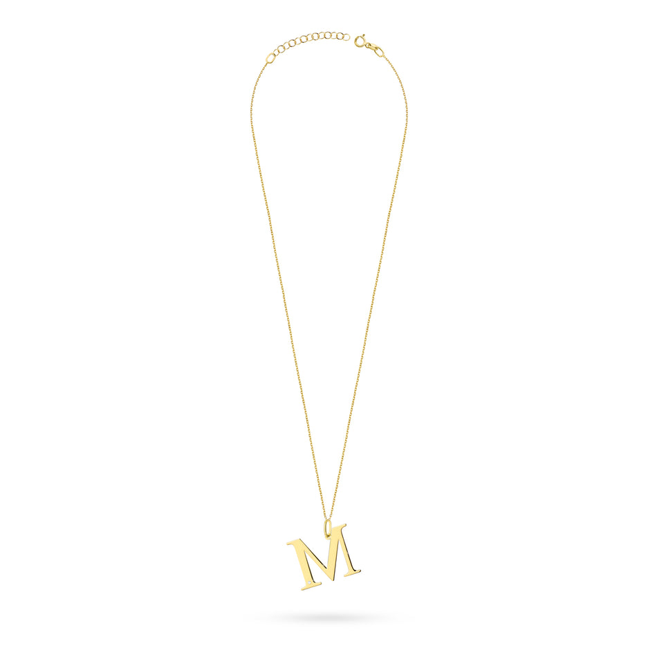 Gold Necklace with 0.005ct Diamond Letter M