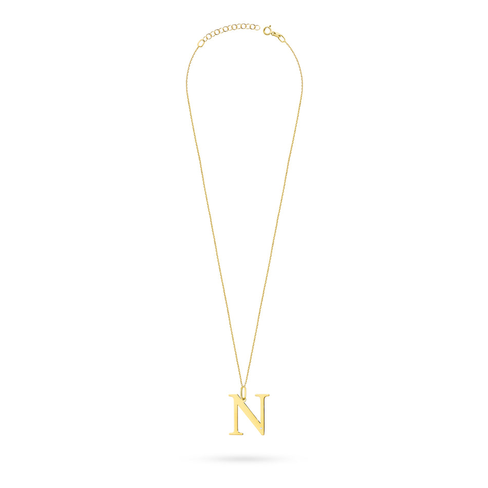 Gold Necklace with 0.005ct Diamond Letter N