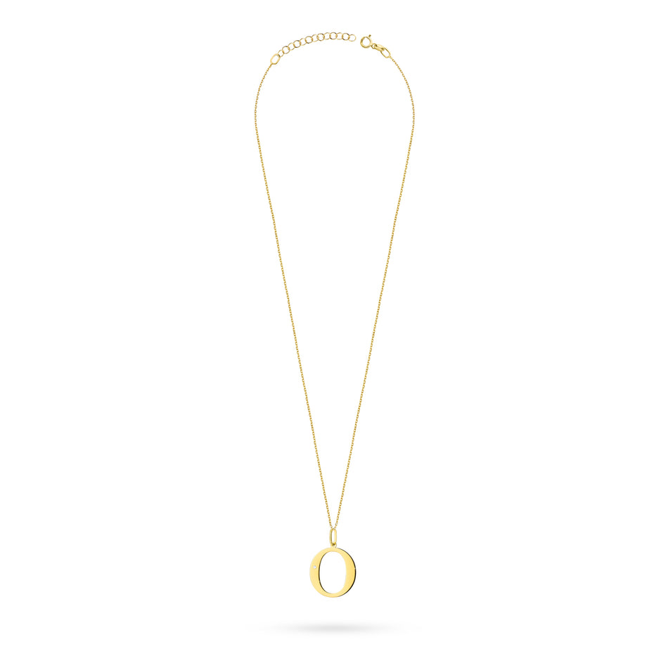 Gold Necklace with 0.005ct Diamond Letter O