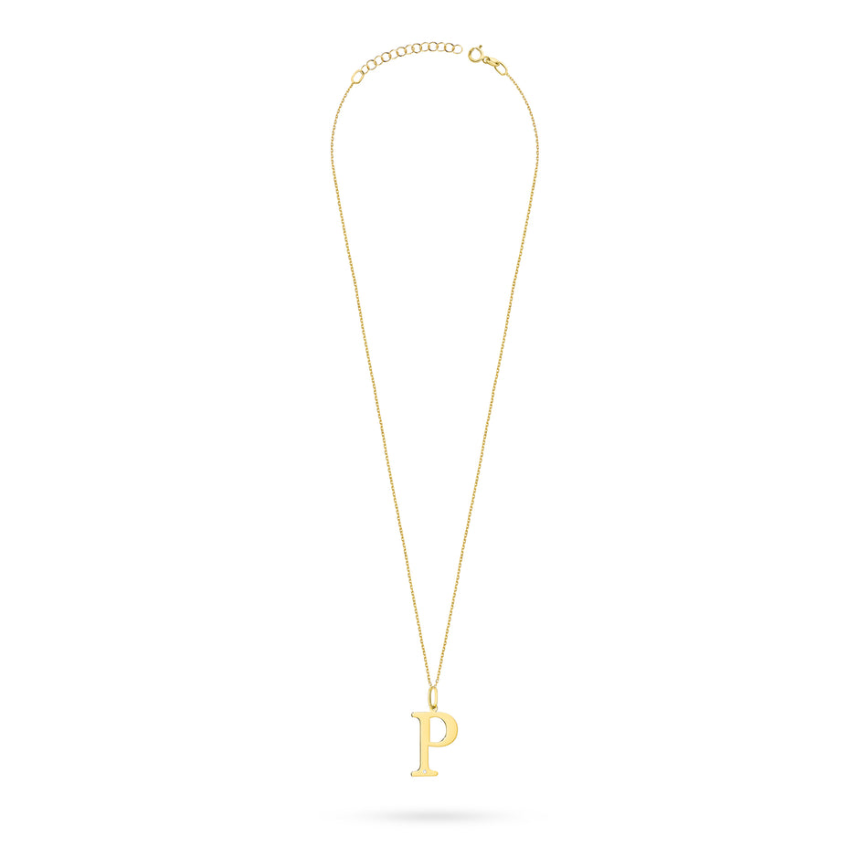 Gold Necklace with 0.005ct Diamond Letter P