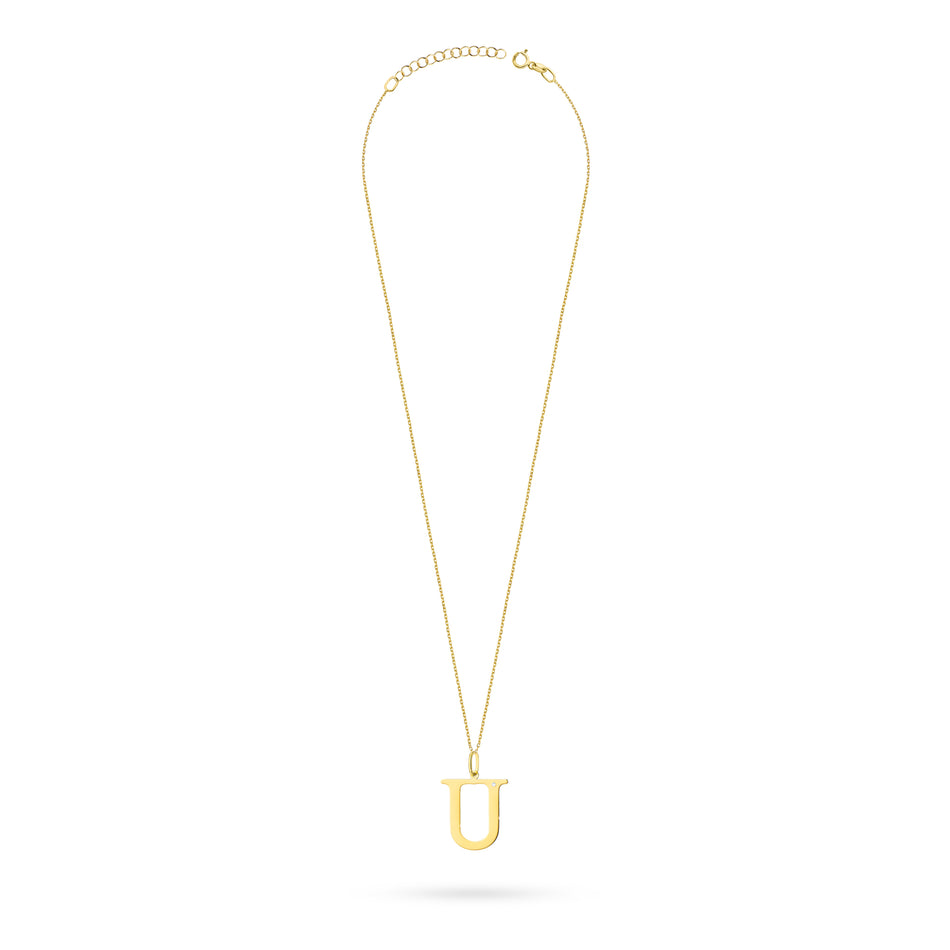 Gold Necklace with 0.005ct Diamond Letter U