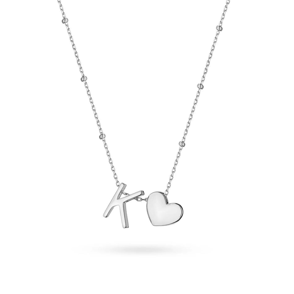 Silver Necklace Letter K