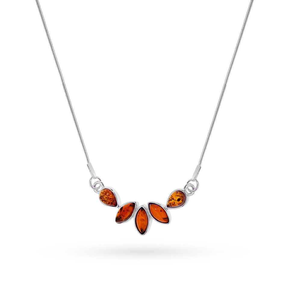 Silver Necklace with Natural Amber