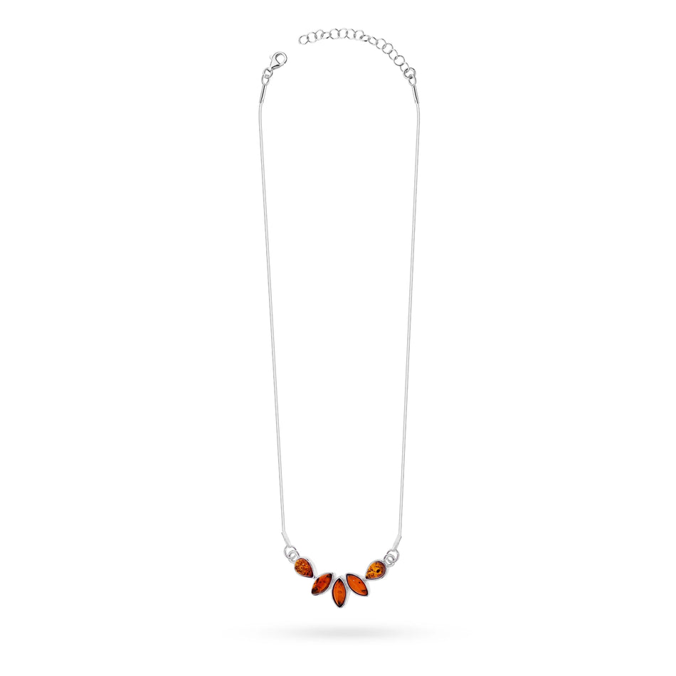 Silver Necklace with Natural Amber