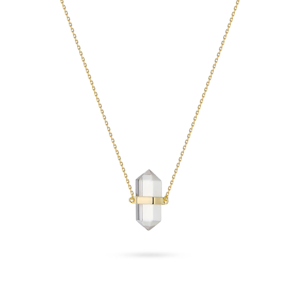 Gold-plated Silver Necklace Long Crystal