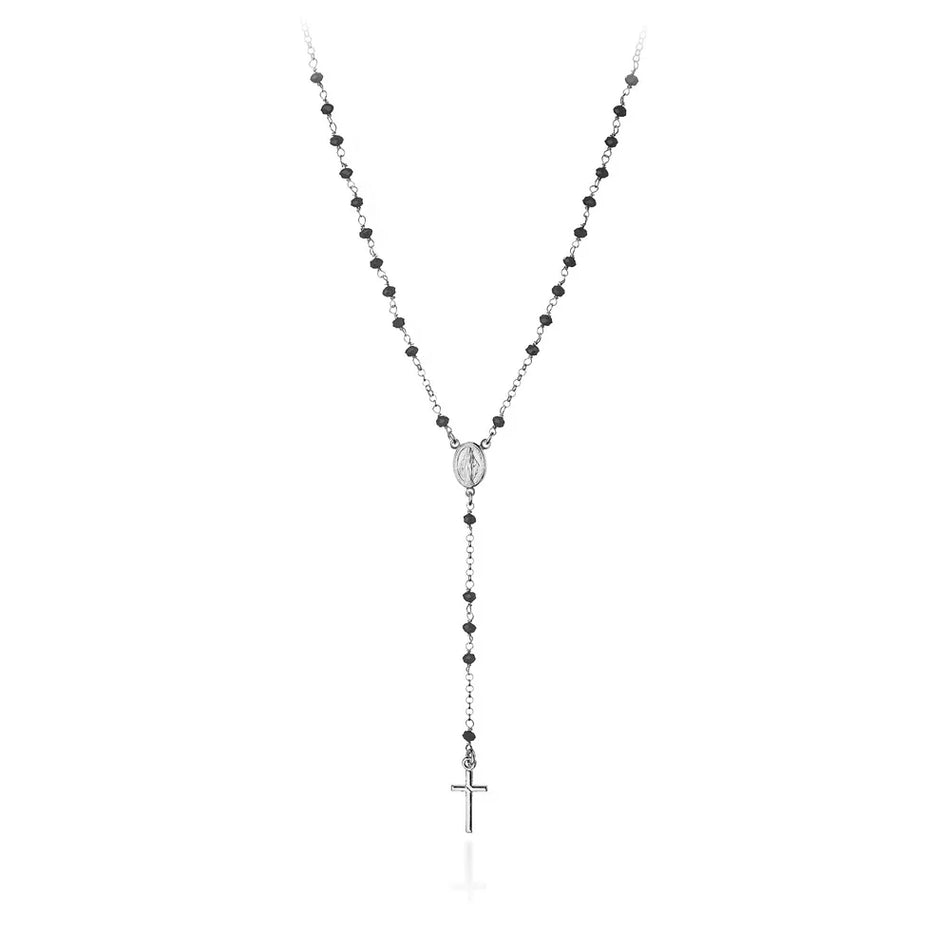 Silver Necklace with Zirconia Rosary